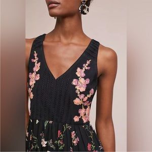 Anthropologie Maeve Lola Embroidered Floral Midi Dress Size XL